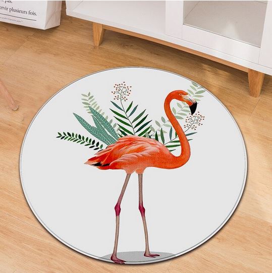 beau tapis rond flamant rose