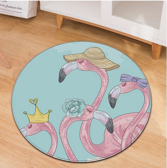 tapis flamant rose rond kawaii humour