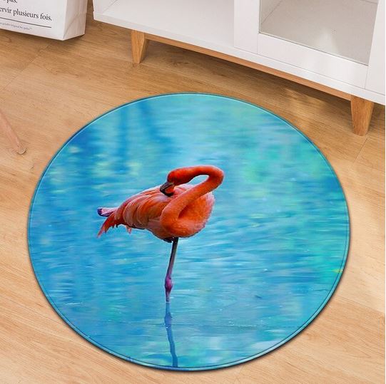 tapis rond flamant rose imprime realiste photo
