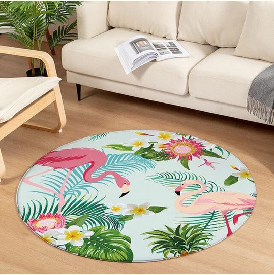 tapis rond flamant rose pour salon