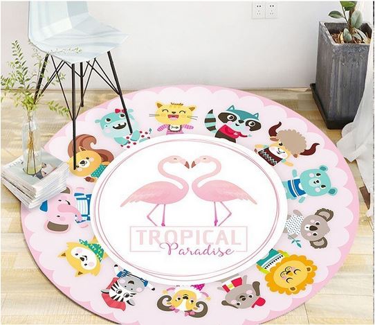 tapis d eveil flamant rose rond
