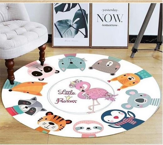 tapis d'eveil rond flamant rose