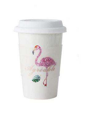 tasse flamant rose avec couvercle