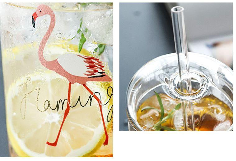 tasse flamant rose avec paille a emporter