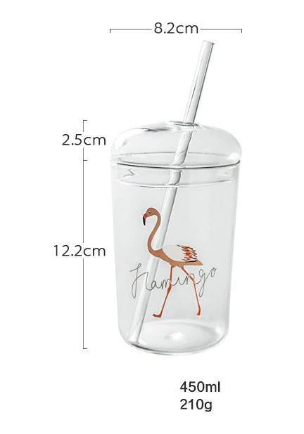 tasse avec paille flamant rose