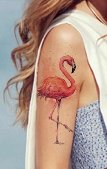 Tatouage Flamant Rose Aquarelle