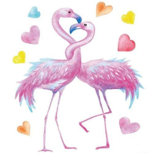 Tatouage Flamant Rose Câlin ephemere coeurs