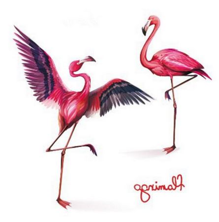 Tatouage Flamant Rose Danseurs rouge elegant qualité