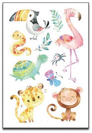 planche de Tatouages animaux Flamant Rose Enfant