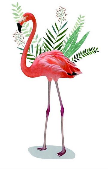 Tatouage Flamant Rose Jungle grand cuisse dos bras