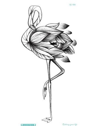 Tatouage Flamant Rose Noir et Blanc temporaire