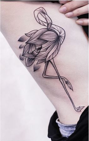 Tatouage Flamant Rose Noir Blanc