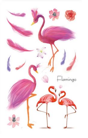 planche tatouage flamant rose plumes roses