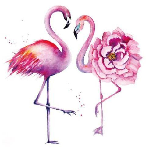 Tatouage Flamant Rose Romantique fleur tendre temporaire
