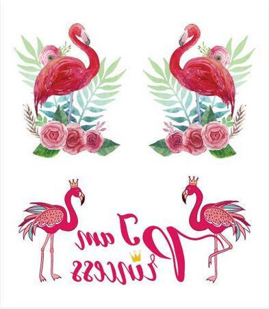 Tatouages Flamant Rose temporaire fleur couronne