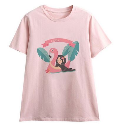 tee shirt flamant rose femme tahitienne hawaienne