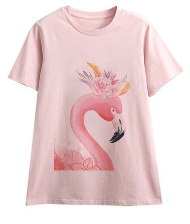 beau tee shirt flamant rose pour femme rose