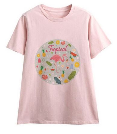 tee-shirt flamant rose femme rose frais été tendance
