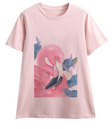 tee-shirt flamant rose fille femme selfie bff