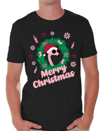tee shirt flamant rose homme noel