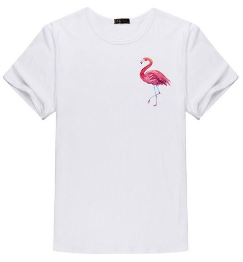 tee shirt flamant rose femme effigie plume