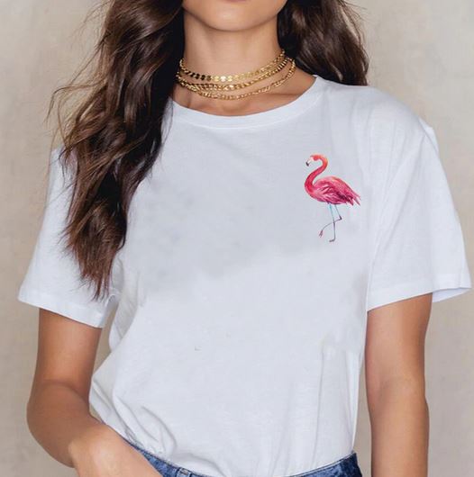 tee shirt femme avec flamant rose discret élégant chic