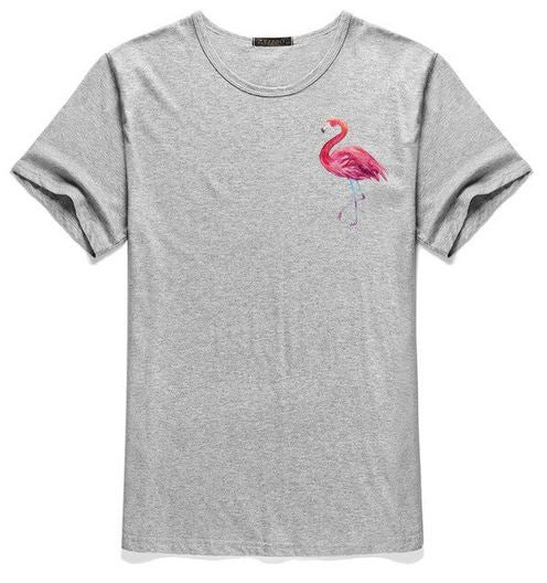tee shirt flamant rose femme gris