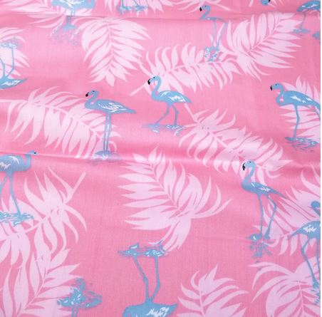 tissu avec flamant rose bleu