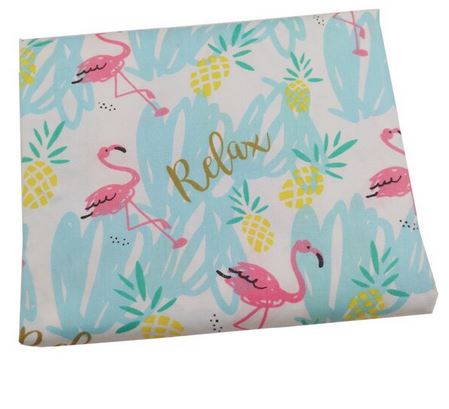 tissu coton flamant rose et ananas