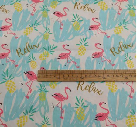 beau tissu flamant rose et ananas