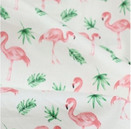 tissu imprime flamant rose