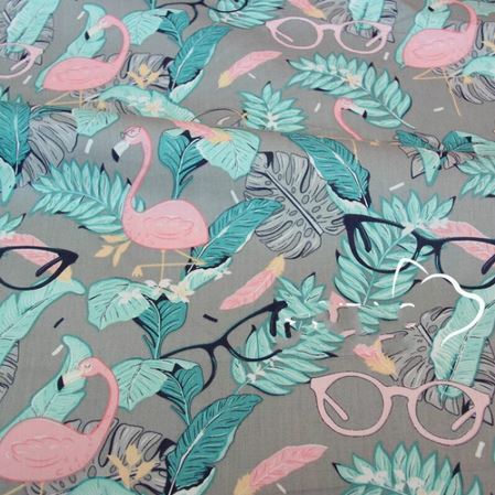 tissu flamant rose lunettes