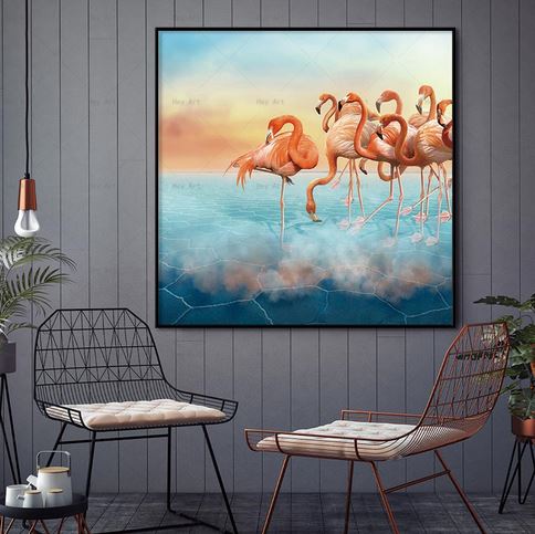 Toile Flamant Rose pas chere