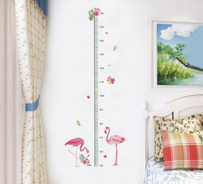 sticker toise autocollante flamant rose