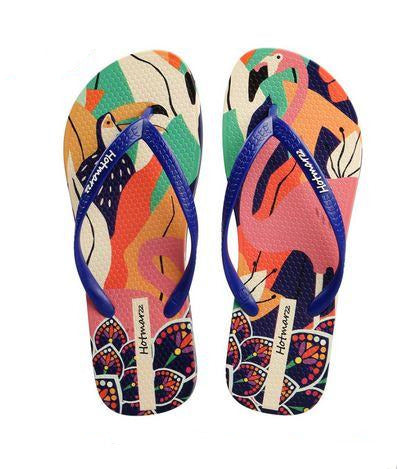 tongs originales flamant rose