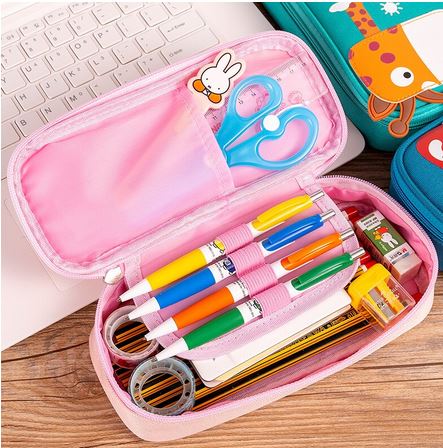 trousse flamant rose avec compartiment pour ranger les fournitures scolaires