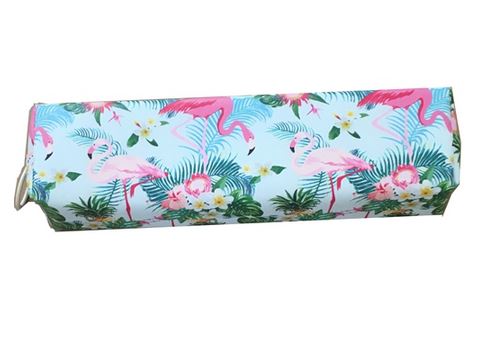 trousse flamant rose zippée cuir