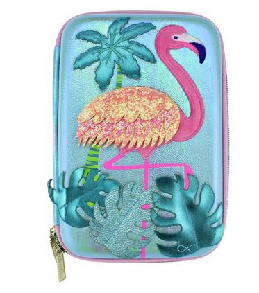 trousse flamant rose tendance brillante