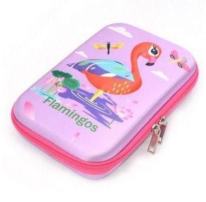 trousse en simili cuir flamant rose zip