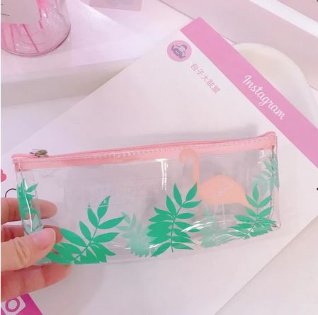 belle trousse transparente flamant rose