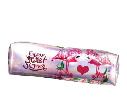 trousse flamant rose cuir brillant
