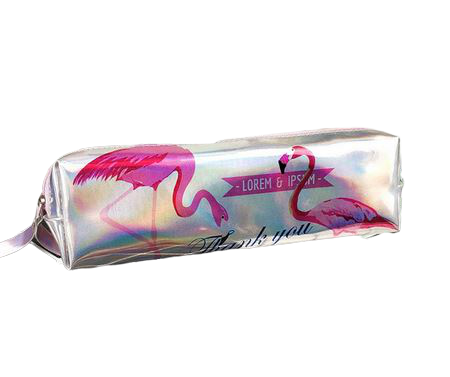 trousse flamant rose irisée zip