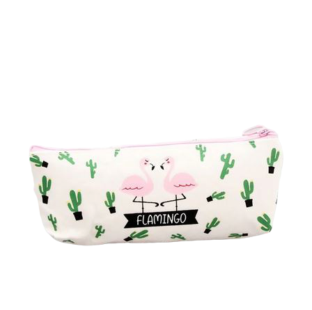 trousse avec flamant rose toile