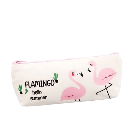 trousse avec flamant rose blanc