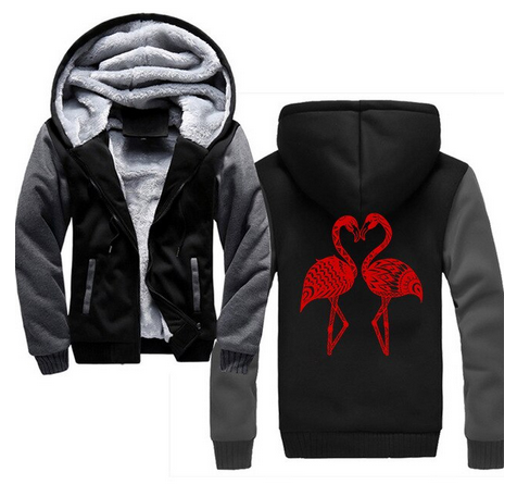 blouson flamant rose a capuche