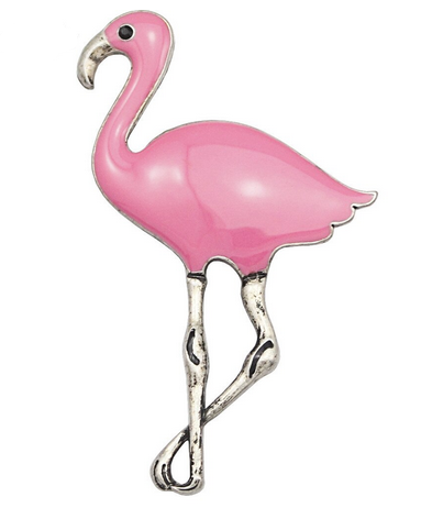broche flamant rose en argent