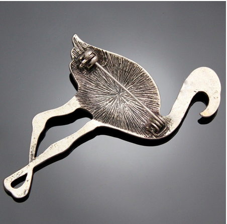 Broche Flamant Rose Argent