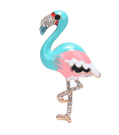 broche flamant rose et bleu