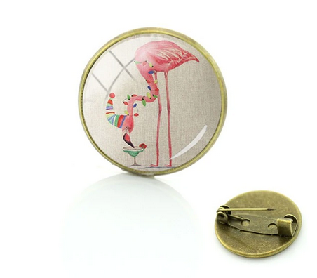 broche flamant rose rigolo