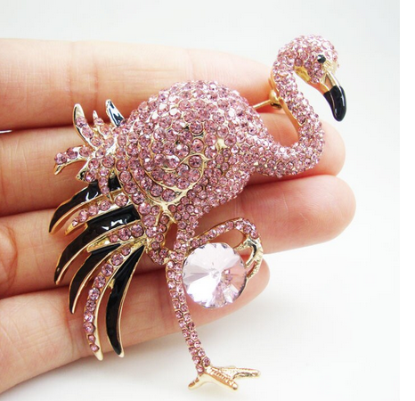 broche flamant rose haute qualite
